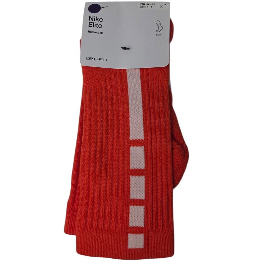 Nike Elite Basketball Crew Socks YOUTH 3Y-5Y Small‎ Orange White Dri-FIT NWT